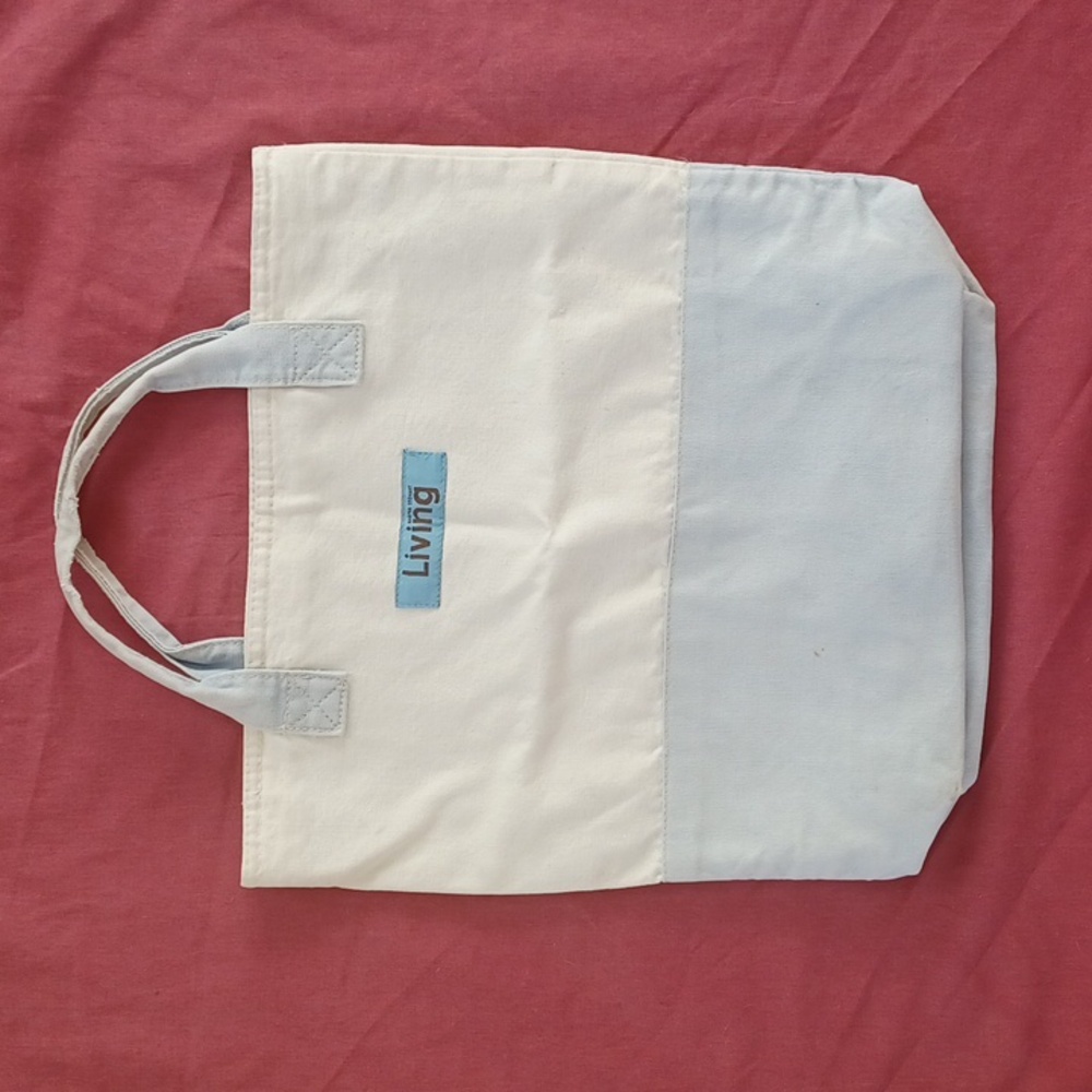 3/$25 SALE Martha Stewart Living Canvas Tote Bag White & Blue with Logo